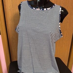 Glitzy Girlz Striped Sleeveless Top - Navy and White